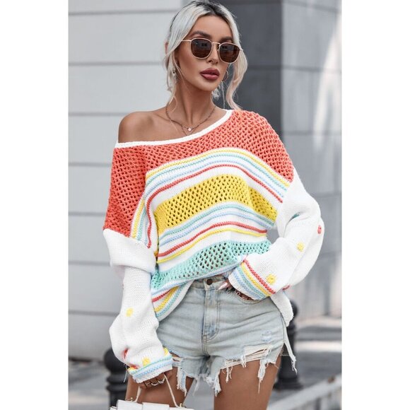 Best Summer Sweater Colorful Soft Lightweight Cropped Top - Picture 5 of 6